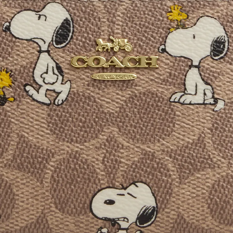 COACH PEANUTS Snoopy, Collaboration Snap Wallet Coated Canvas Wallet Mini Women's Brown-2