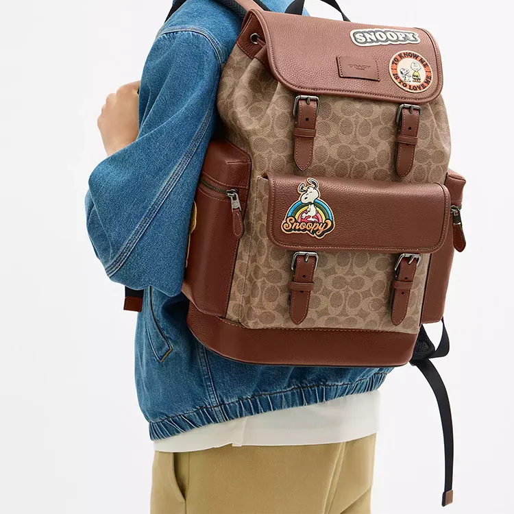 COACH PEANUTS Collaboration Sprint Coated Canvas Backpack Tubas Men's Ochre-4