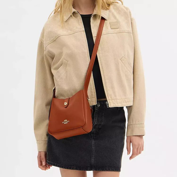 COACH Hadley Leather Shoulder Bag, Crossbody Bag Mini Women's Tan-4