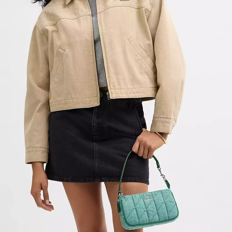COACH Nolita Denim Handbag Trumpets Women's Ivy Green-4