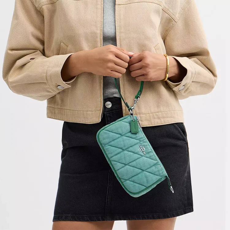 COACH Nolita Denim Handbag Trumpets Women's Ivy Green-5