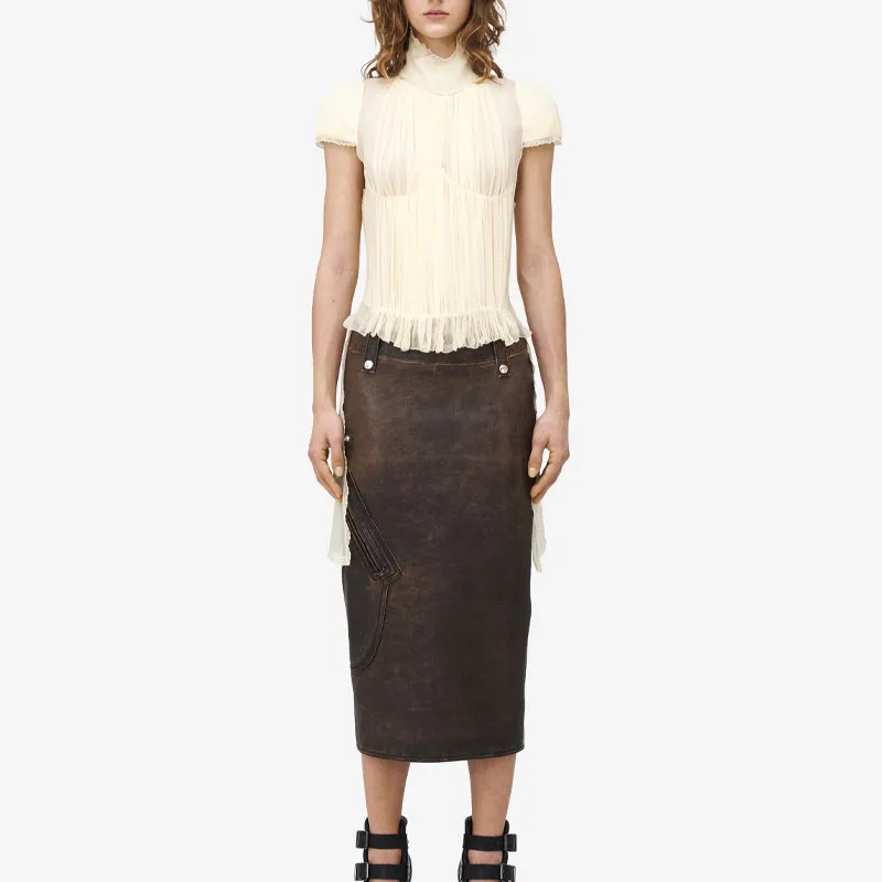 Alexander McQueen Leather Pencil Skirt-1