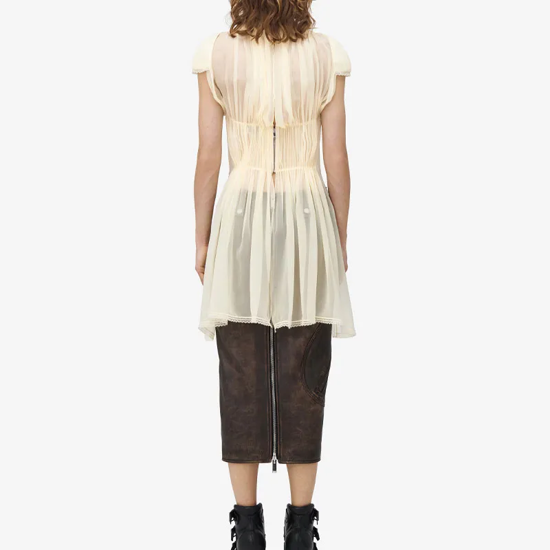 Alexander McQueen Leather Pencil Skirt-2