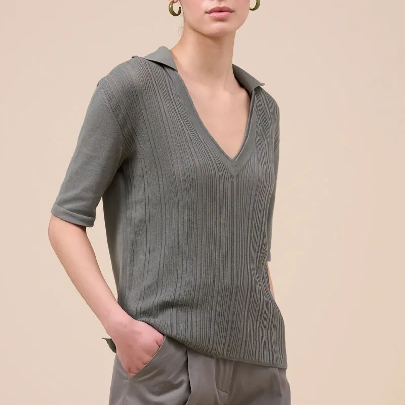 FEDELI Polo Shirt Women's Dark Olive Green-3