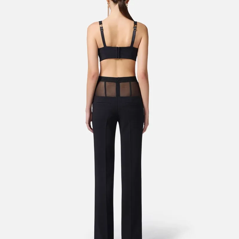 Elisabetta Franchi Embroidered scallop Crepe Bra Top-2