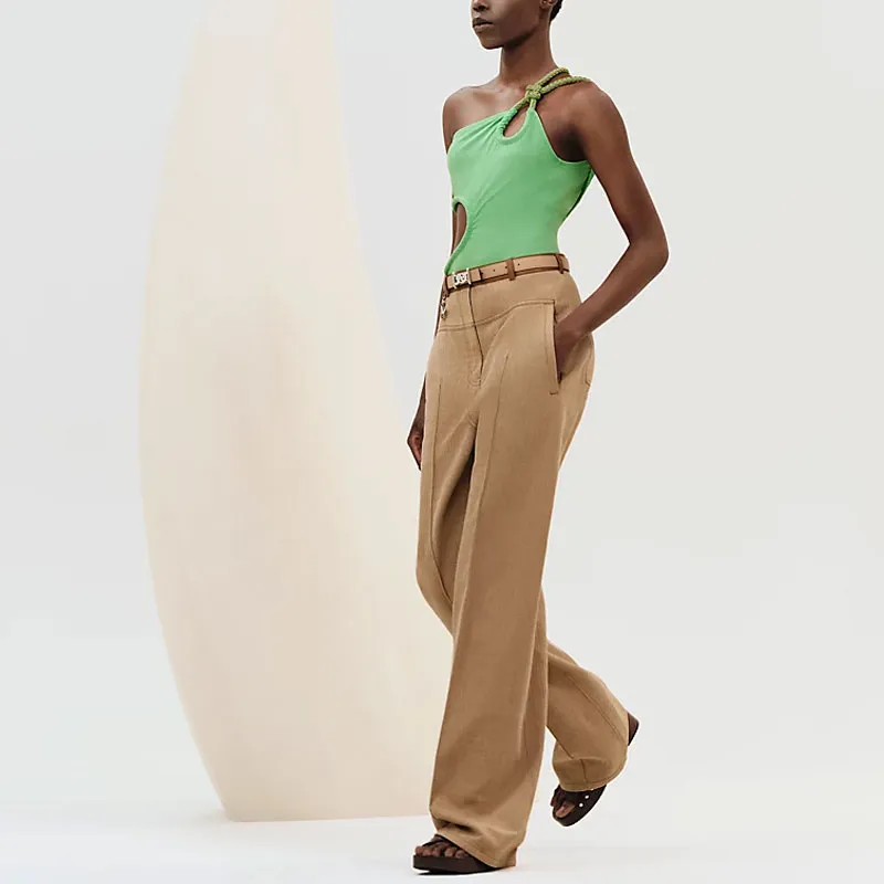 HERMES SS25 Jeans Women's Khaki-2