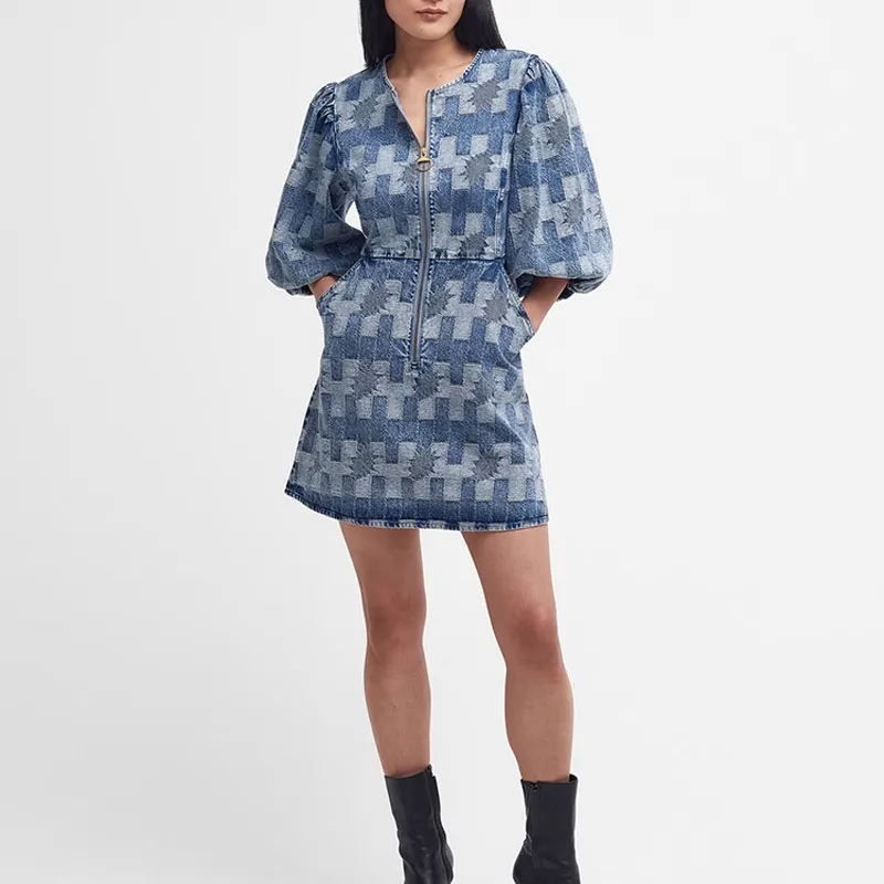 BARBOUR SS24 Short Sleeved Dress Women's Blue-1