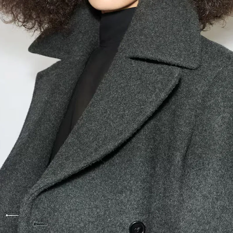 Alaia Double Breasted Straight Fit Pea Coat-4