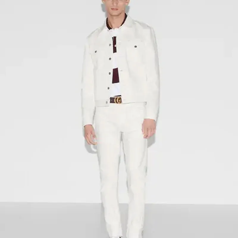GUCCI FW25 Lido Collection Denim Jacket Men's White-4