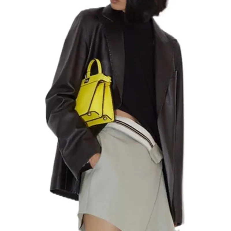 FENDI SS24 Leather Jacket Women's Black-3