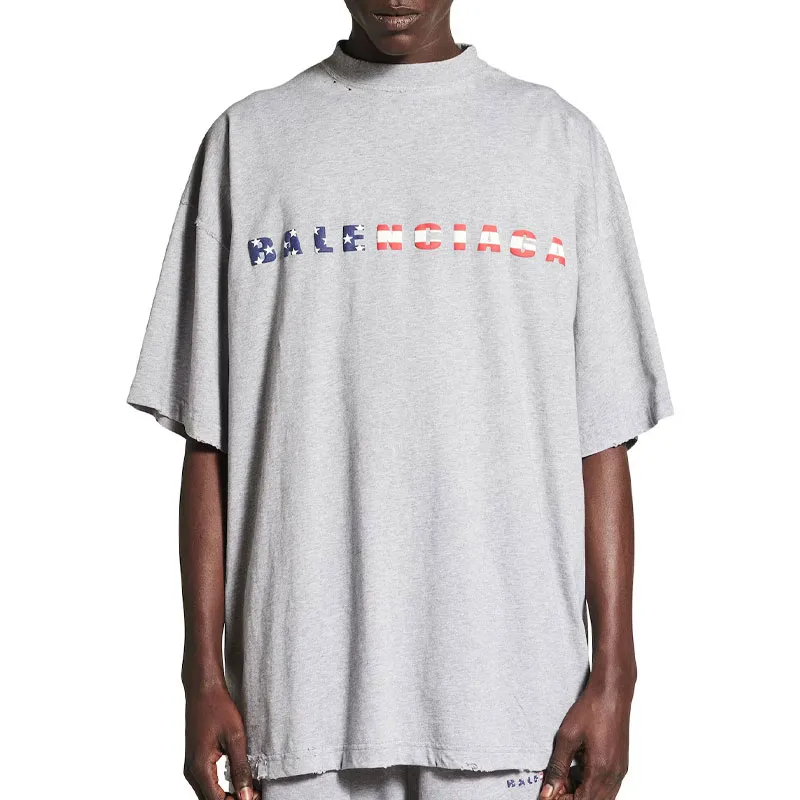 Balenciaga T Shirt Loose Fit Men's Gray-2