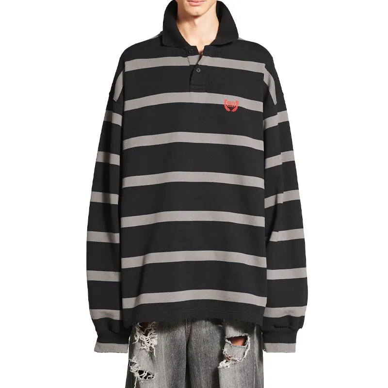 Balenciaga Polo Shirt Loose Fit Men's Charcoal Gray-2