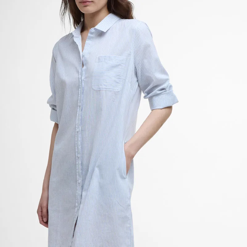 BARBOUR Long Sleeved Dress Women's Sky Blue-4