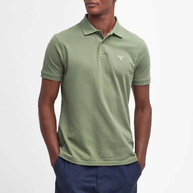 BARBOUR Polo Shirt Men's Burnt Oil Olive Green-1