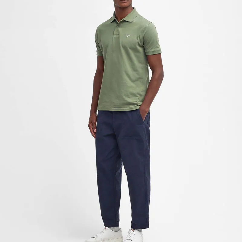 BARBOUR Polo Shirt Men's Burnt Oil Olive Green-2