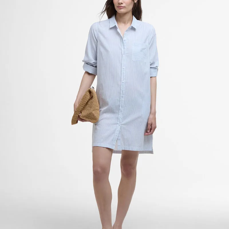 BARBOUR Long Sleeved Dress Women's Sky Blue-2