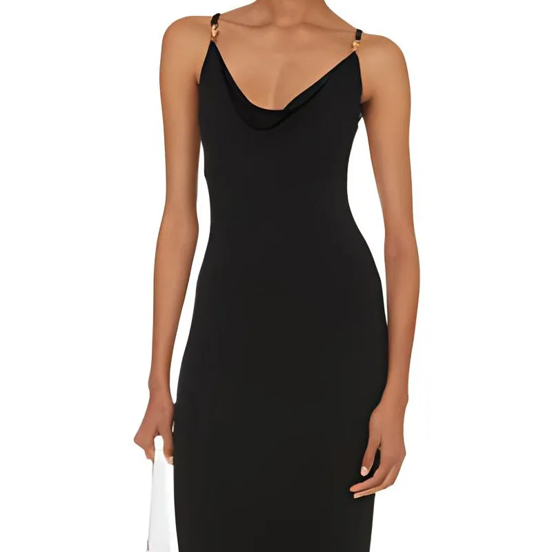 VERSACE Sleeveless Cowl Neck Midi Dress-5