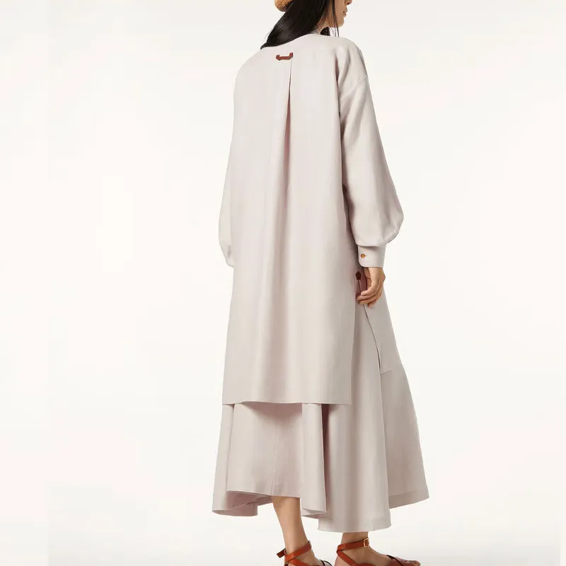 Loro Piana SS25 Long Sleeved Dress Women's Gray Purple-3