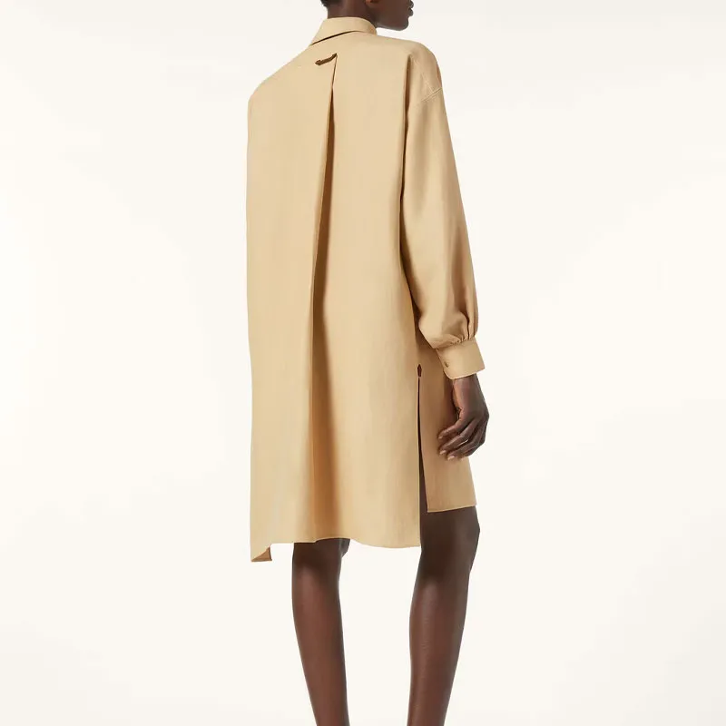 Loro Piana SS25 Long Sleeved Dress Women's Golden Sand Beach-3