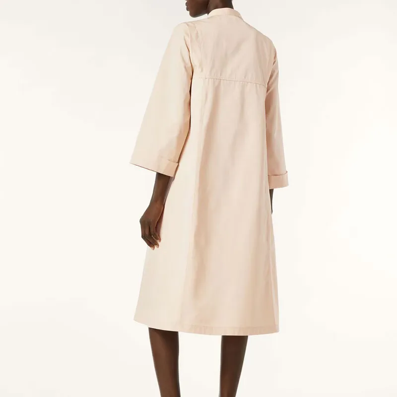 Loro Piana SS25 Long Sleeved Dress Women's Ivory Frost-3