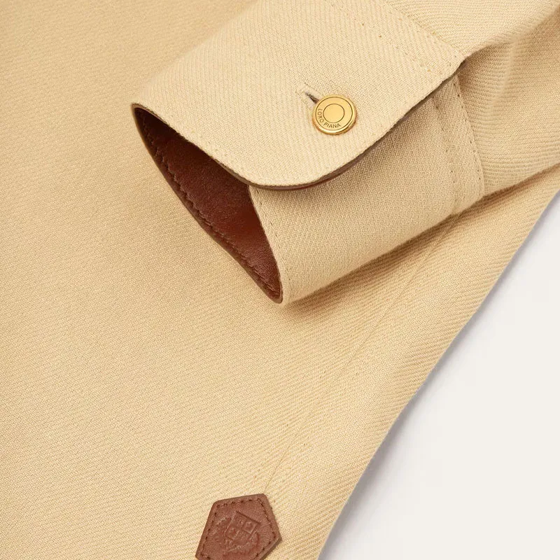 Loro Piana SS25 Long Sleeved Dress Women's Golden Sand Beach-6