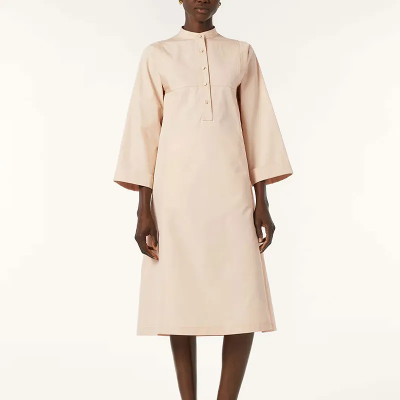 Loro Piana SS25 Long Sleeved Dress Women's Ivory Frost-2