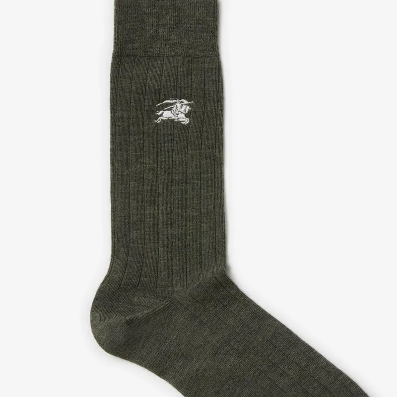 Burberry SS25 Mid Calf Socks Men's 1 Pack Green-3