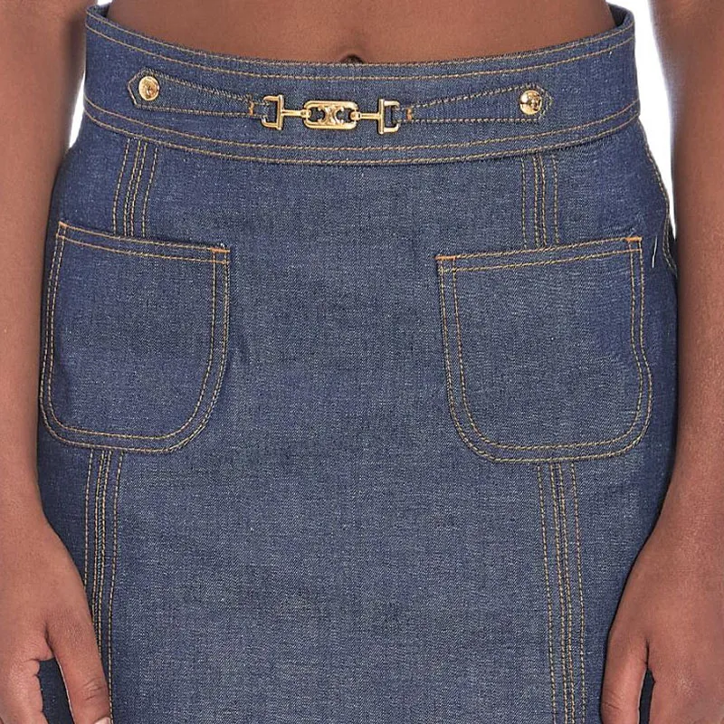 CELINE Denim Short Skirts Women's Blue-4