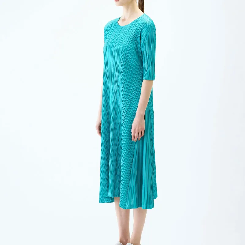 PLEATS PLEASE ISSEY MIYAKE Short Sleeved Dress Women's Blue-3