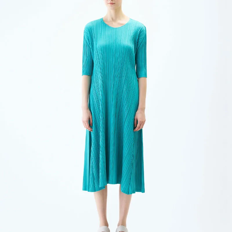 PLEATS PLEASE ISSEY MIYAKE Short Sleeved Dress Women's Blue-1