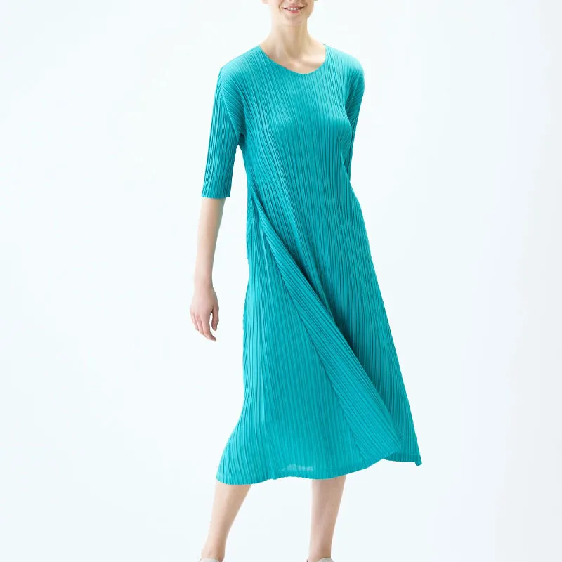 PLEATS PLEASE ISSEY MIYAKE Short Sleeved Dress Women's Blue-4