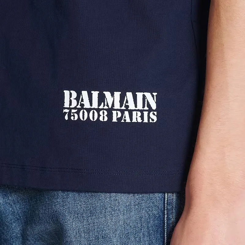 BALMAIN Logo stamp T shirt-7