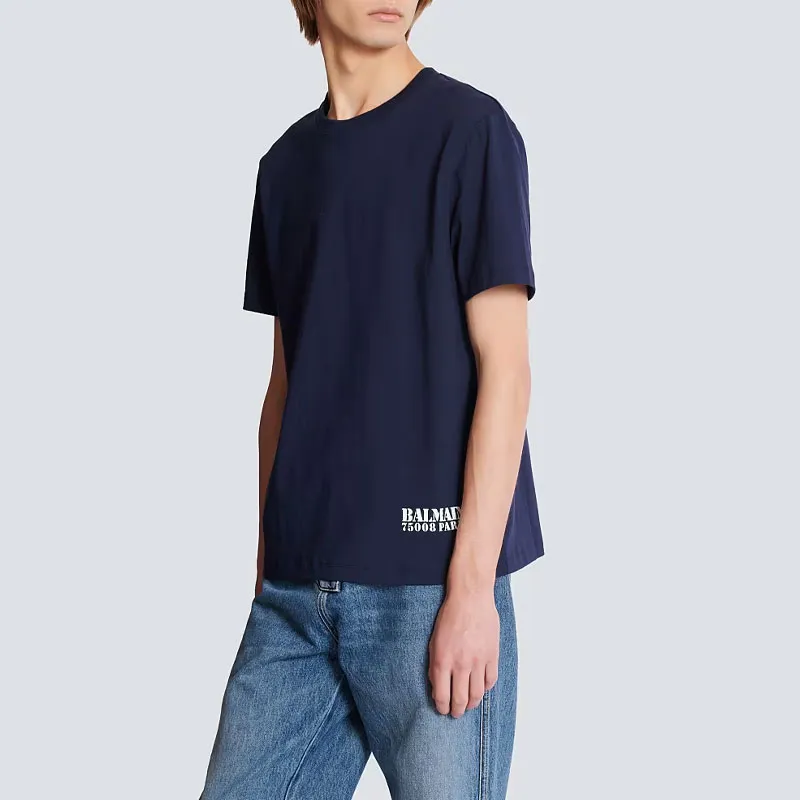 BALMAIN Logo stamp T shirt-5