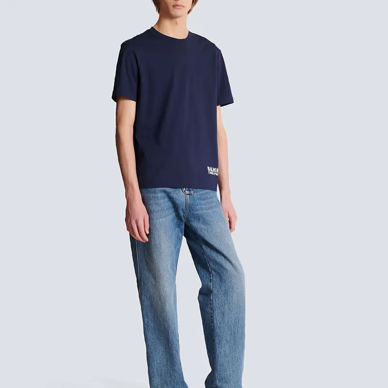 BALMAIN Logo stamp T shirt-4