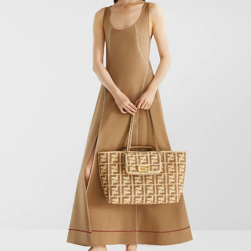 FENDI SS25 Sleeveless Dress Women's Beige-3