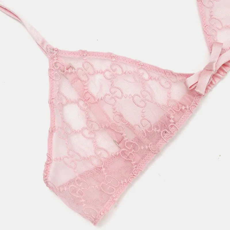 GUCCI GG motif Lace Bra-3