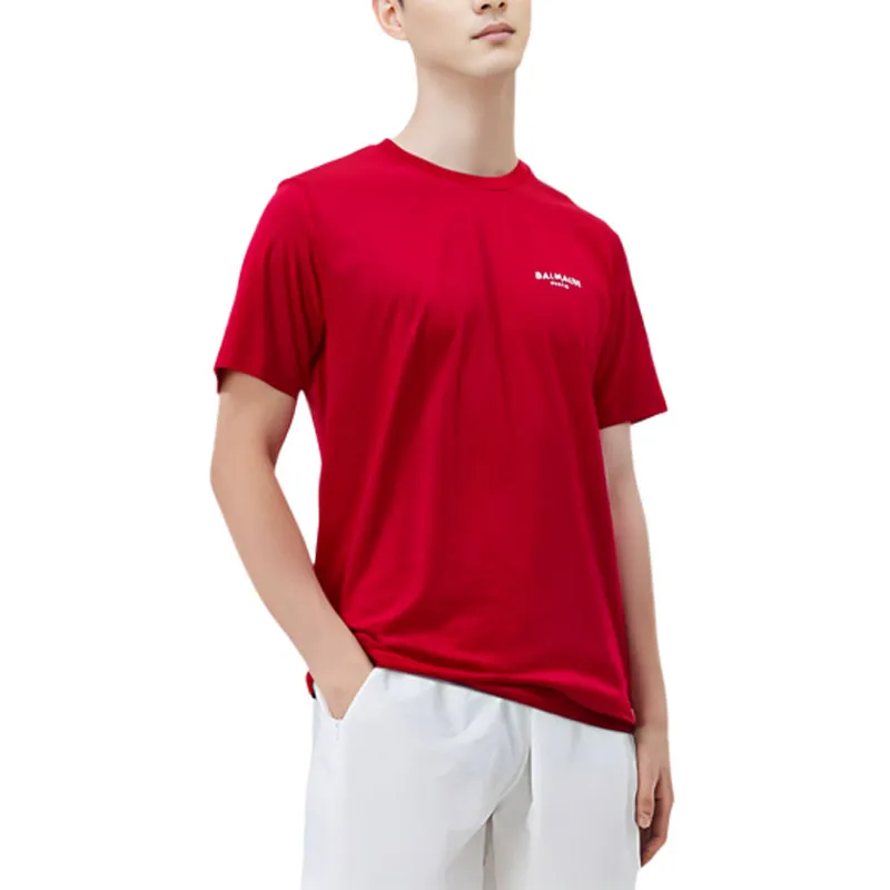 BALMAIN Logo Printed Crewneck T Shirt-3