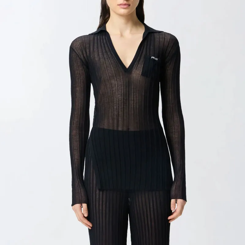 PINKO Ribbed Polo Top-2