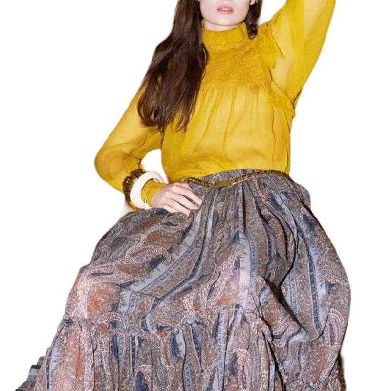 SAINT LAURENT Ruffled Long Sleeved Blouse-3