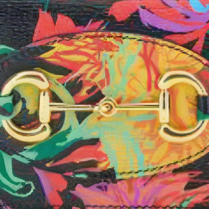 GUCCI Cow Leather Card Holder Wallet Women's Black/Multicolor-1