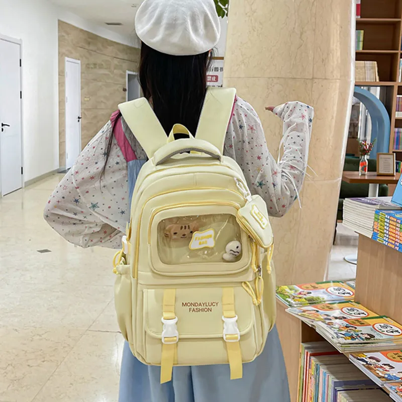 H YXIANG Composite Cloth Backpack Unisex Multicolor-8