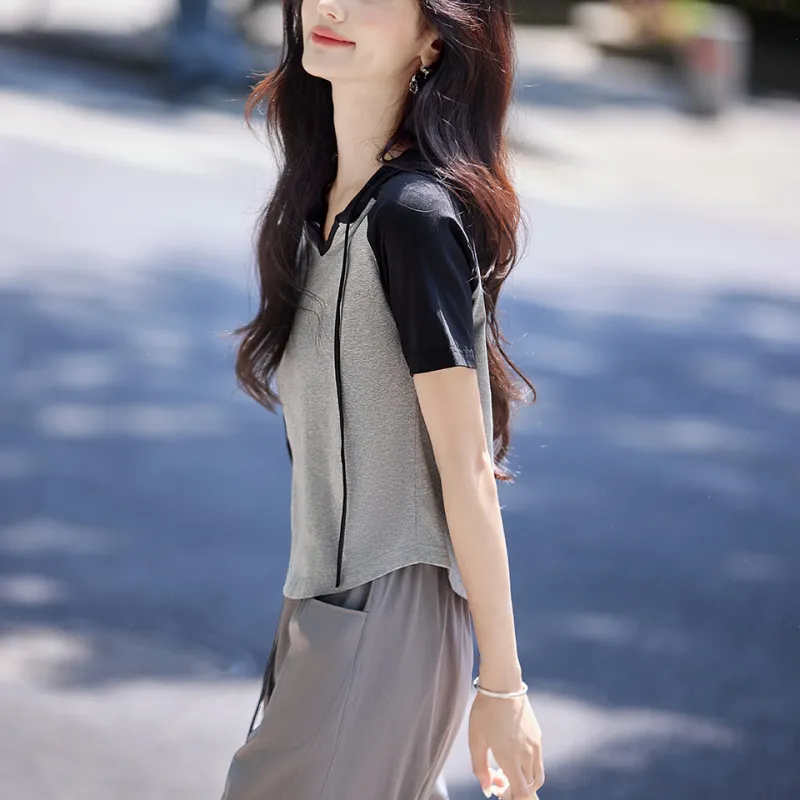 Still quiet T Shirts Women's Gray+Black-3