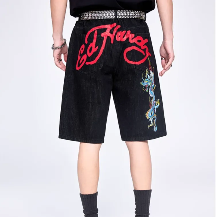 Ed Hardy SS25 Denim Shorts Men's Black-3