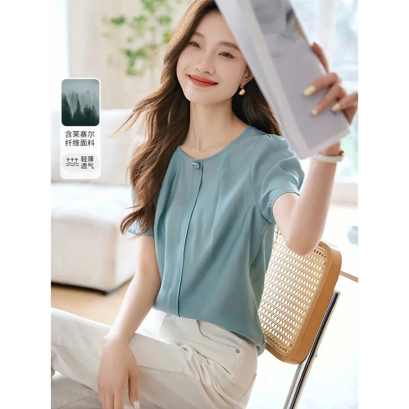Mo Han Yi Mei Shirt Women's Peacock Blue-2