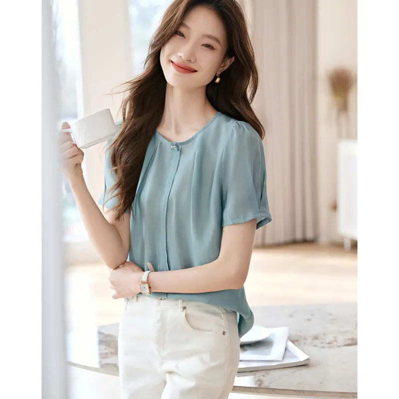 Mo Han Yi Mei Shirt Women's Peacock Blue-4