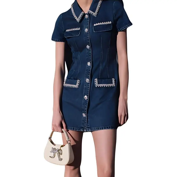 Self portrait Denim Collared Mini Dress-3