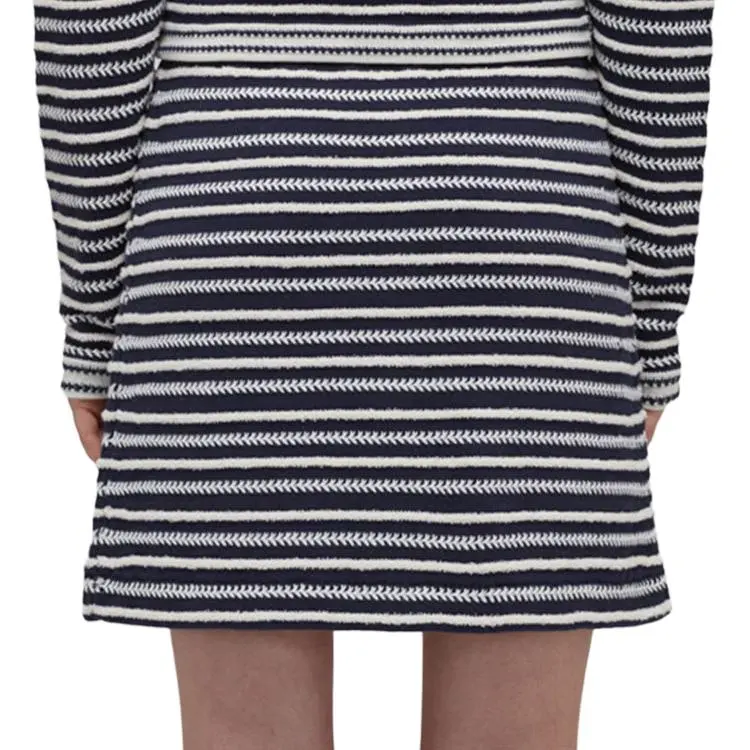 Self portrait Casual Short Skirts Women's Blue Stripes Pattern-3