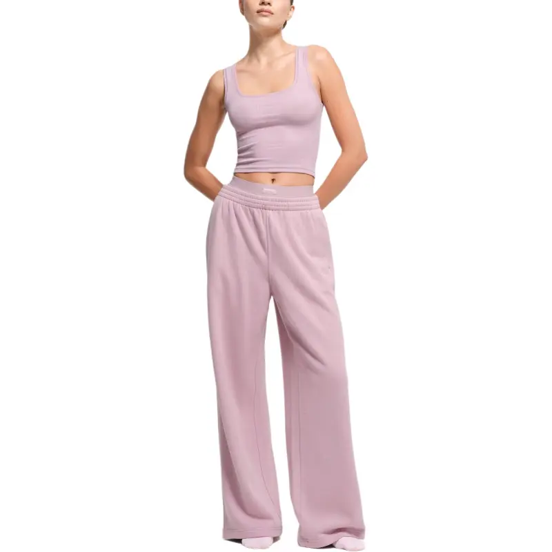 SKIMS FW24 COTTON FLEECE OVERSIZED DOUBLE WAISTBAND PANT Casual Pants Women's DUSK/Nightfall Color-1