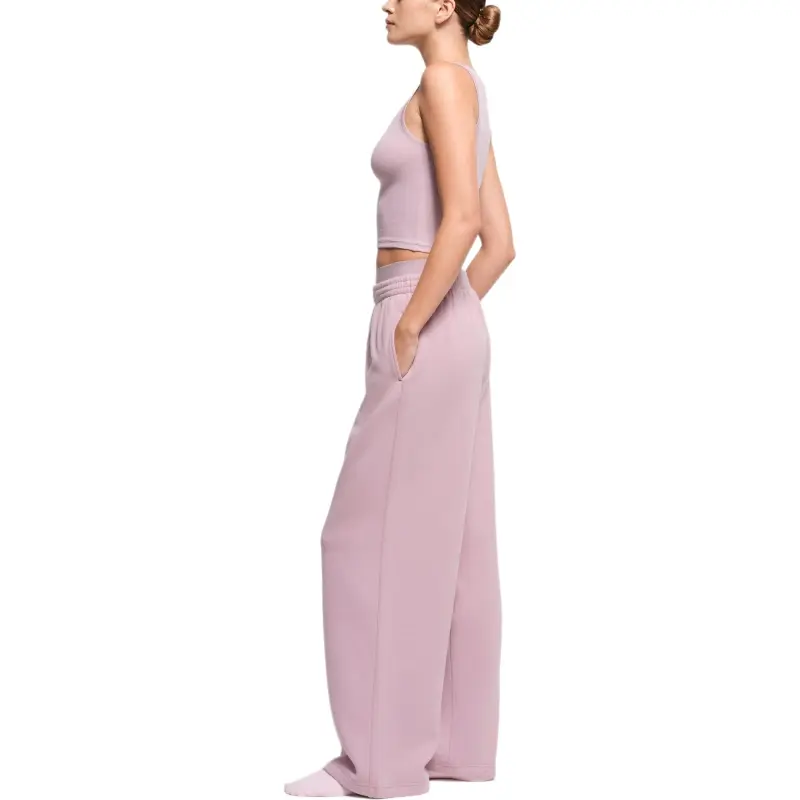 SKIMS FW24 COTTON FLEECE OVERSIZED DOUBLE WAISTBAND PANT Casual Pants Women's DUSK/Nightfall Color-3