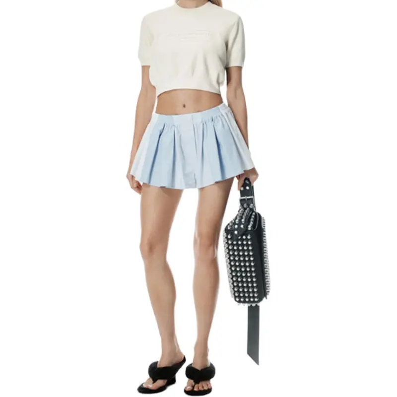 Alexander Wang Embossed Logo Ribbed Short Sleeve Tee Soft White-4